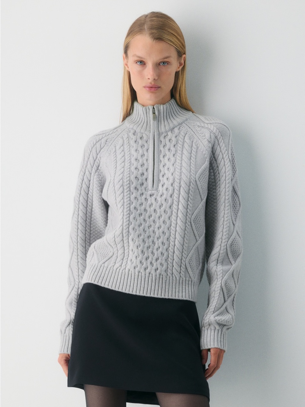 Nakd Gray Cable Knit Sweater Vest